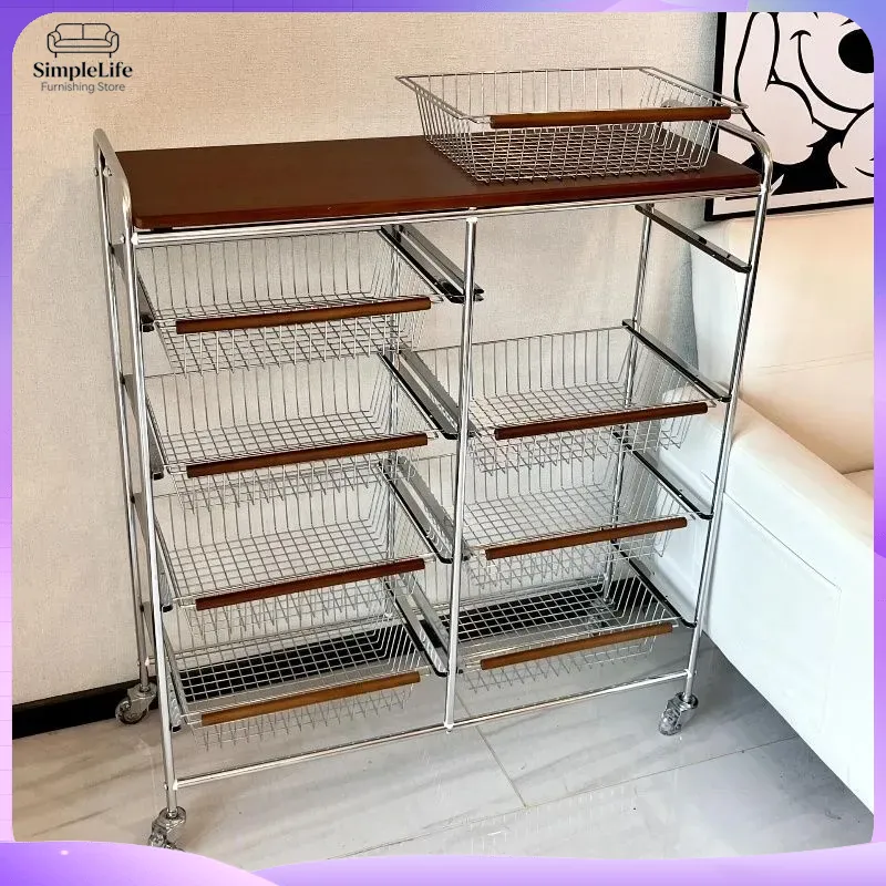 Kitchen Baking Cart - Chariot de cuisine rétro à roulettes,