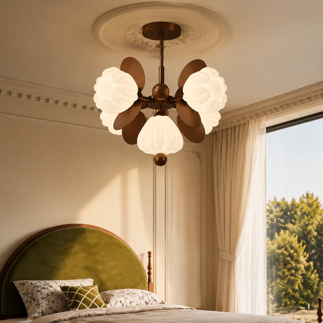 Kitchen Baking Island - Lampes suspendues à fleurs de style